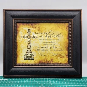 Croce Gioiellata Fiducia Nel Signore Proverbi 3:5-6 Incorniciata Arte Cristianesimo - Foto 1 di 4