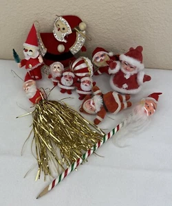 10 Vintage Babbo Natale Floccato Feltro Ornamento Paillettes Ciniglia Palloncino Bottiglia Pennello Giappone - Foto 1 di 20
