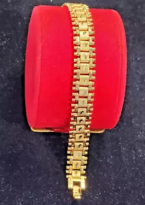 ROYAL AND CLASSY 22K Gold Plated Bracelet 20 CM !Fold Over Clasps UK SELLER - Picture 1 of 11