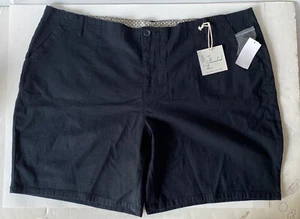 Cafe Marrakesh Womens Cotton Shorts Size 24W Black 9" Pork chop Pocket Slub NWT - Picture 1 of 5
