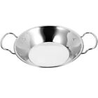 Kitchen Hot Pot Double Handle Metal Wok Stainless Steel Saucepan Round Bottom