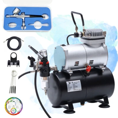 Airbrush Dual Action Air Brush Kit Gun Compressor Hose Spray Gun Nail W/3L Tank - image 1 of 4