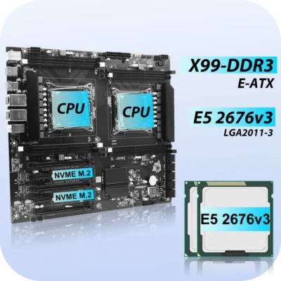 Dual X99 Motherboard DDR3 Mainboard + 2x Intel Xeon E5-2676V3 CPU 28 Cores 2.4 - Image 1 of 4