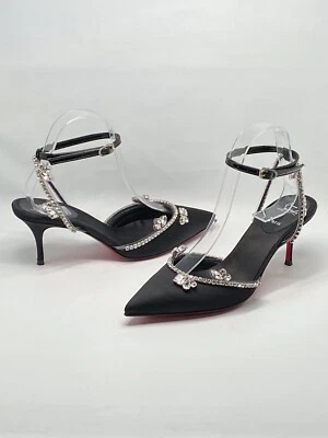 Christian Louboutin Marykate Queen Crystal-Embellished Satin Pumps size 37.5 - Image 1 of 4