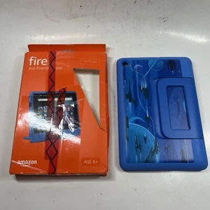 Genuine Amazon Kid Friendly Case Fire 7 Fits 9th Gen 2019 - Blue Design New READ - Picture 1 of 3