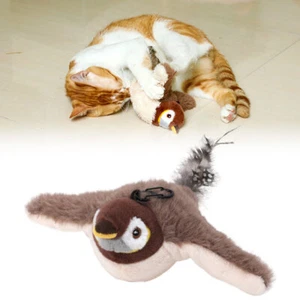 Electronic Interactive Bird Cat Toy Hanging Pet Flapping Wings Sparrow OY - Picture 1 of 11