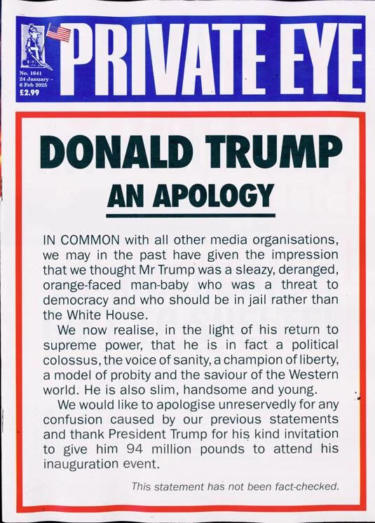 PRIVATE EYE MAGAZINE #1641 ~ 24 JANUARY 2025  ~ NEW ~ - Image 1 of 1