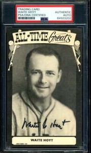 Waite Hoyt PSA DNA Cert Signed 1973 TCMA Card Postcard Autograph