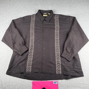 Cubavera Shirt 3X Black Embroidered Button Up Long Sleeve CAsuaL Mens - Picture 1 of 12