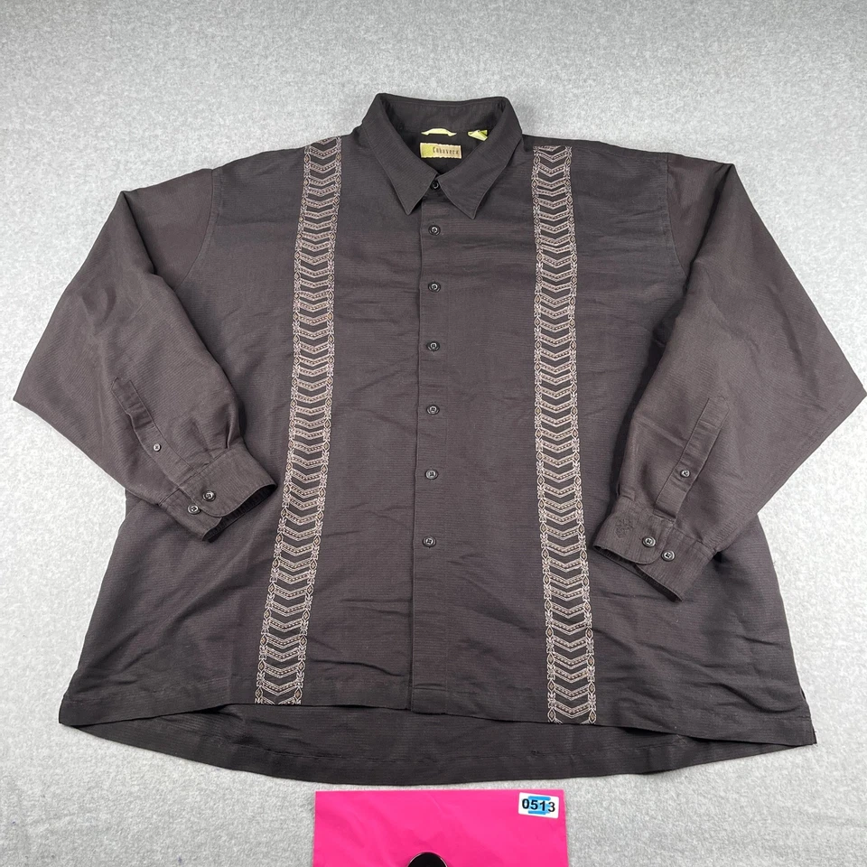 Cubavera Shirt 3X Black Embroidered Button Up Long Sleeve CAsuaL Mens - Image 1 of 4