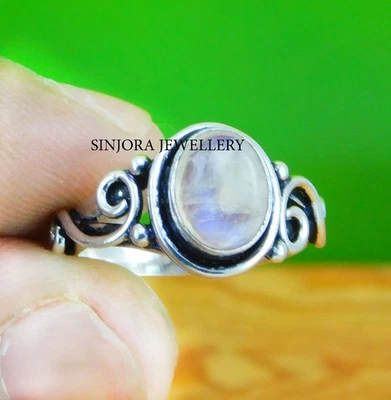 Anello regalo fatto a mano in argento sterling 925 con pietra di luna... - Immagine 1 di 4