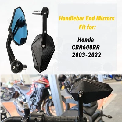 Espejos retrovisores de extremo de manillar de aluminio de 7/8" 22 mm para Honda CBR 600RR 2003-2022 Foto 1 de 4
