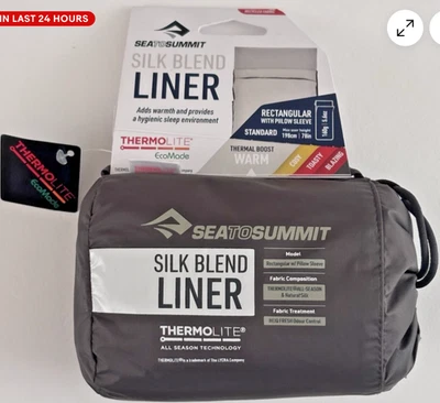 NEW Sea To Summit Silk Blend Grey Rectangular Sleeping Bag Liner Standard/Long - Image 1 of 4