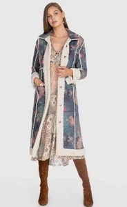 Johnny Was Biya Jade Sherpa Coat Floral Patchwork Size Small - Picture 1 of 9