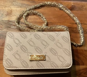 Bebe Shoulder Bag Chain Strap Pocketbook Brand Spellout Blush Pink Vegan Leather - Picture 1 of 6