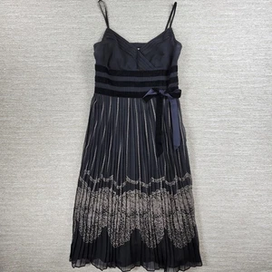 Vintage Ann Taylor LOFT Faux Wickelkleid 2 schwarz grau Plissee Samtbesatz kokett - Bild 1 von 19