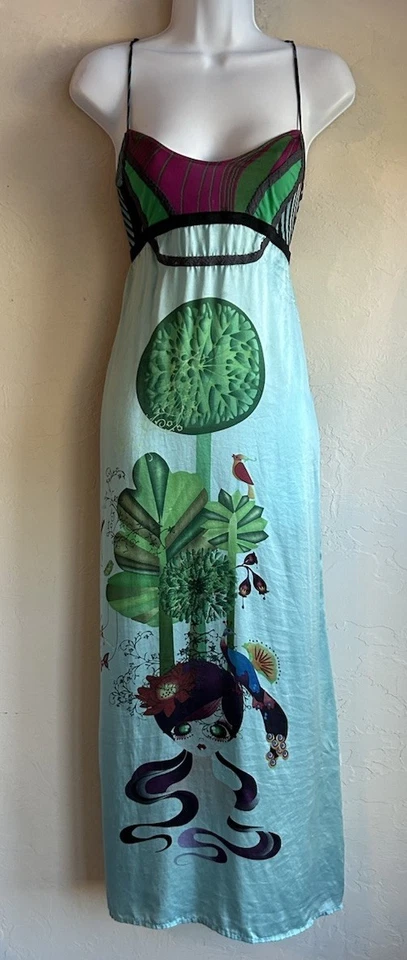 Maxi Vestido sin Mangas Custo Barcelona Y2K 3 M Seda Satén Hada Grunge Diseñador LEER Foto 1 de 4