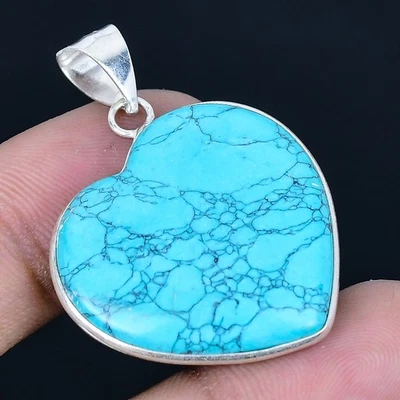 Colgante hecho a mano Santa Rosa turquesa chapado en plata 925 de 1,58" Foto 1 de 3