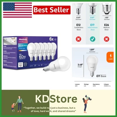6-Pack E17 LED Bulb – 60W Equivalent, Daylight White, Shatter & Shock Resistant - Image 1 of 4
