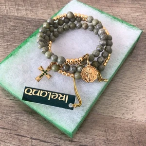 Irish Connemara Marble Rosary Wrap Bracelet Made in Ireland - Picture 1 of 7