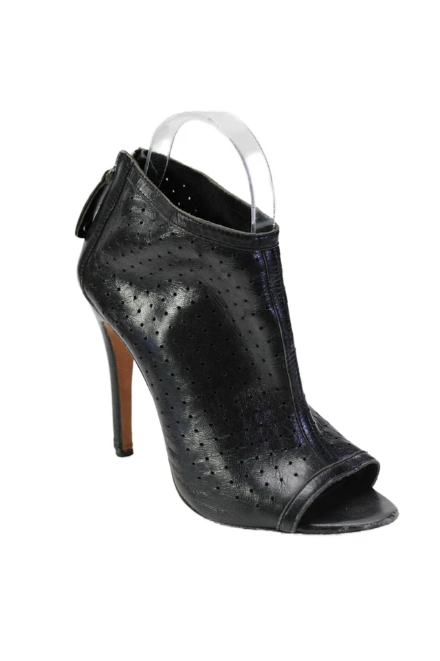 Zapatos de salón Alice + Olivia para mujer con puntera abierta perforados de cuero negro talla 38 Foto 1 de 4