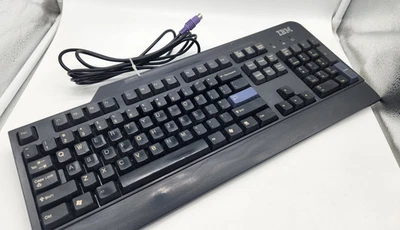 VINTAGE IBM LENOVO PS/2 WIRED BLACK KEYBOARD MODEL SK-8820 - Image 1 of 4