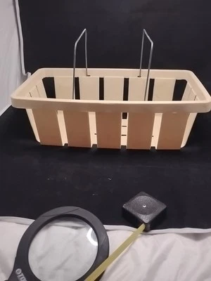 FESCO Vintage Tan Plastic Market Fruit Basket Double Wire Handles 1970s. A4 - Image 1 of 2