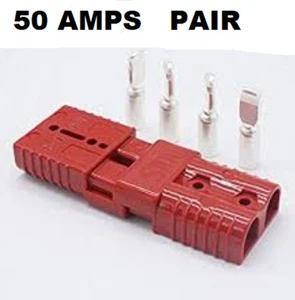 CABLE BATERÍA CONECTOR RÁPIDO ROJO 50 AMPERIOS JUEGO DE 2 REEMPLAZA 6331-G1 AP50SBV - Imagen 1 de 3