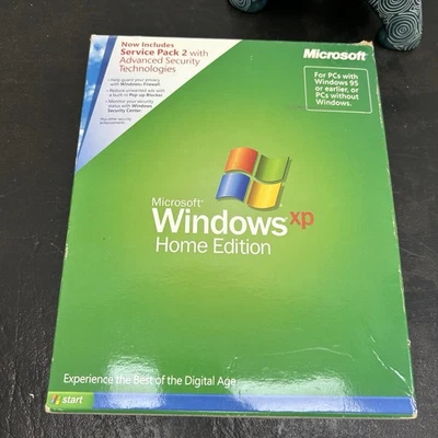 Microsoft Windows XP Home Edition SP2 – Full Retail Box + CD 2002  Vintage - Image 1 of 4