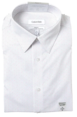 CALVIN KLEIN MENS STEEL + REGULAR FIT DRESS SHIRT sz M 15 34-35 GREY MULTI - Image 1 of 3