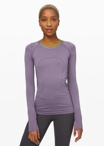 Lululemon Swiftly Speed Long Sleeve *Shine-Size 8-Purple Quartz / White / Silver - Picture 1 of 6