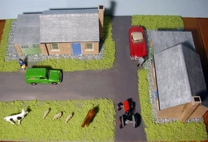 TT: 120 Gauge Two Bungalows and Village Scene model railway building, diorama. - Picture 1 of 5