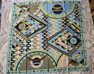 Emilio Pucci Vintage 70's ICONIC Vivara Silk Twill Scarf Blue Green - Picture 1 of 10
