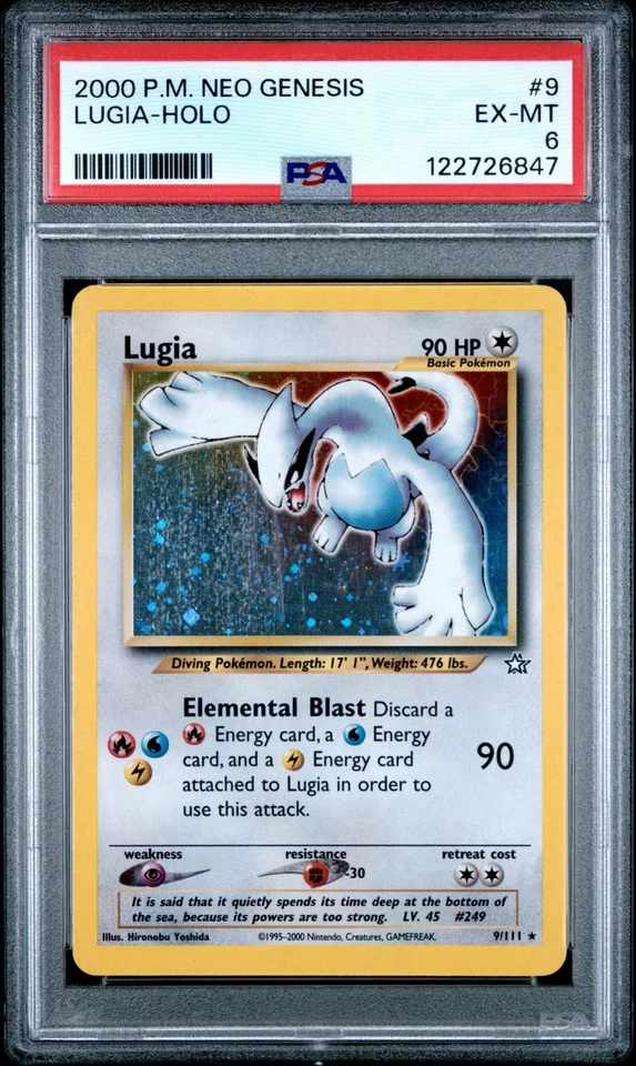 2000 Pokemon TCG Lugia Holo Neo Genesis 9/111 PSA 6 - Image 1 of 2