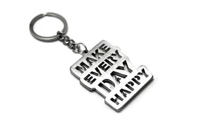 Keychain Make every day happy Stainless Steel Key Ring Car Gift Design - Picture 1 of 4