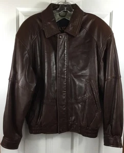 Chaqueta de cuero vintage Sajonia para hombre talla 42 marrón mantecoso suave ligera - Imagen 1 de 9