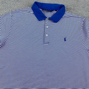 Polo Golf Ralph Lauren Shirt Mens Large Blue White Stripe Pima Short Sleeve - Picture 1 of 10
