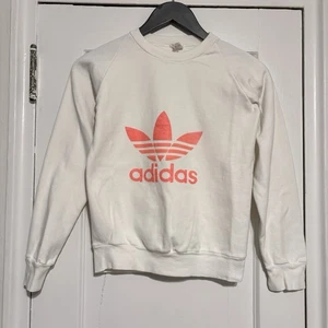 Kids Vintage Adidas Trefoil Sweatshirt Center Big Logo White Youth Large - Picture 1 of 2
