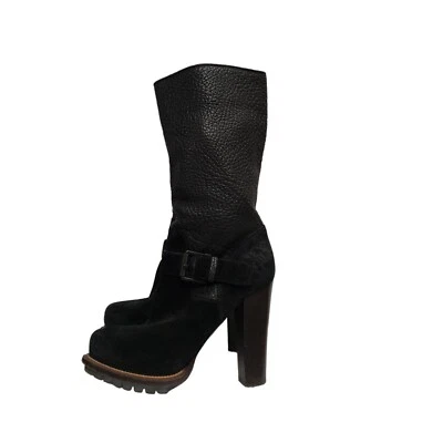 Belstaff Mujer Cuero Guijarro Gamuza Negro Botas Talla 36/US 6 Usadas Foto 1 de 4