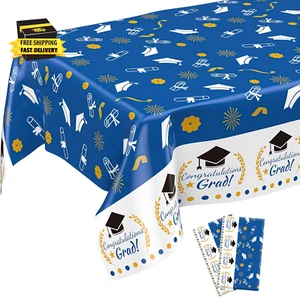 Graduation Decorations 2025, 2 Pack Blue and White Tablecloth 2025 Graduation Pa - Picture 1 of 7