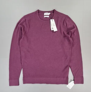 Calvin Klein Mens Jumper Purple Small Regular Fit 100% Wool Knitted Pullover - Picture 1 of 9