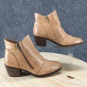 Pierre Dumas Boots Womens 9 Ankle Bootie Beige Perforated Round Toe Block Heels - Picture 1 of 21