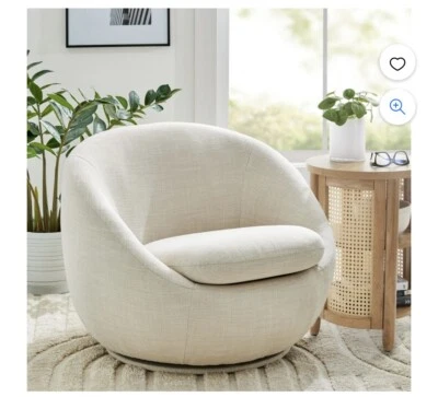 Mira Swivel Chair, Linen - Image 1 of 4