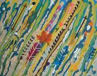 Peinture feuilles d'automne originale flèche à plumes indigènes expressionnisme abstrait signé