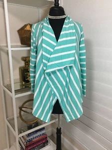 Pre-owned Women's Vineyard Vines| Teal Striped Draped Cardigan Size Small - Picture 1 of 8