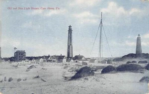 Postal antigua y nueva Light Houses, Cabo Henry, Virginia ca 1910 - Imagen 1 de 2