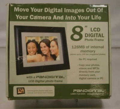 Pandigital 8" LCD Digital Photo Frame Black 128mb DPF80-2B - Image 1 of 3