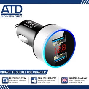 USB Double Prise Chargeur Voiture 12v LED Avec Allume-Cigare Alimentation Écran - Photo 1 sur 6
