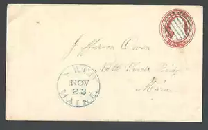1853 U1 Used Entire Die 1 3c Red On White Nesbitt Seal On Back UPSS #2a See Info - Picture 1 of 2