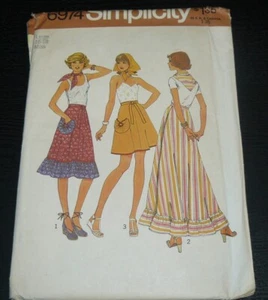 Falda envolvente trasera vintage con patrón de simplicidad 6974 Cottagecore BOHO 3 longitudes sin cortar - Imagen 1 de 2